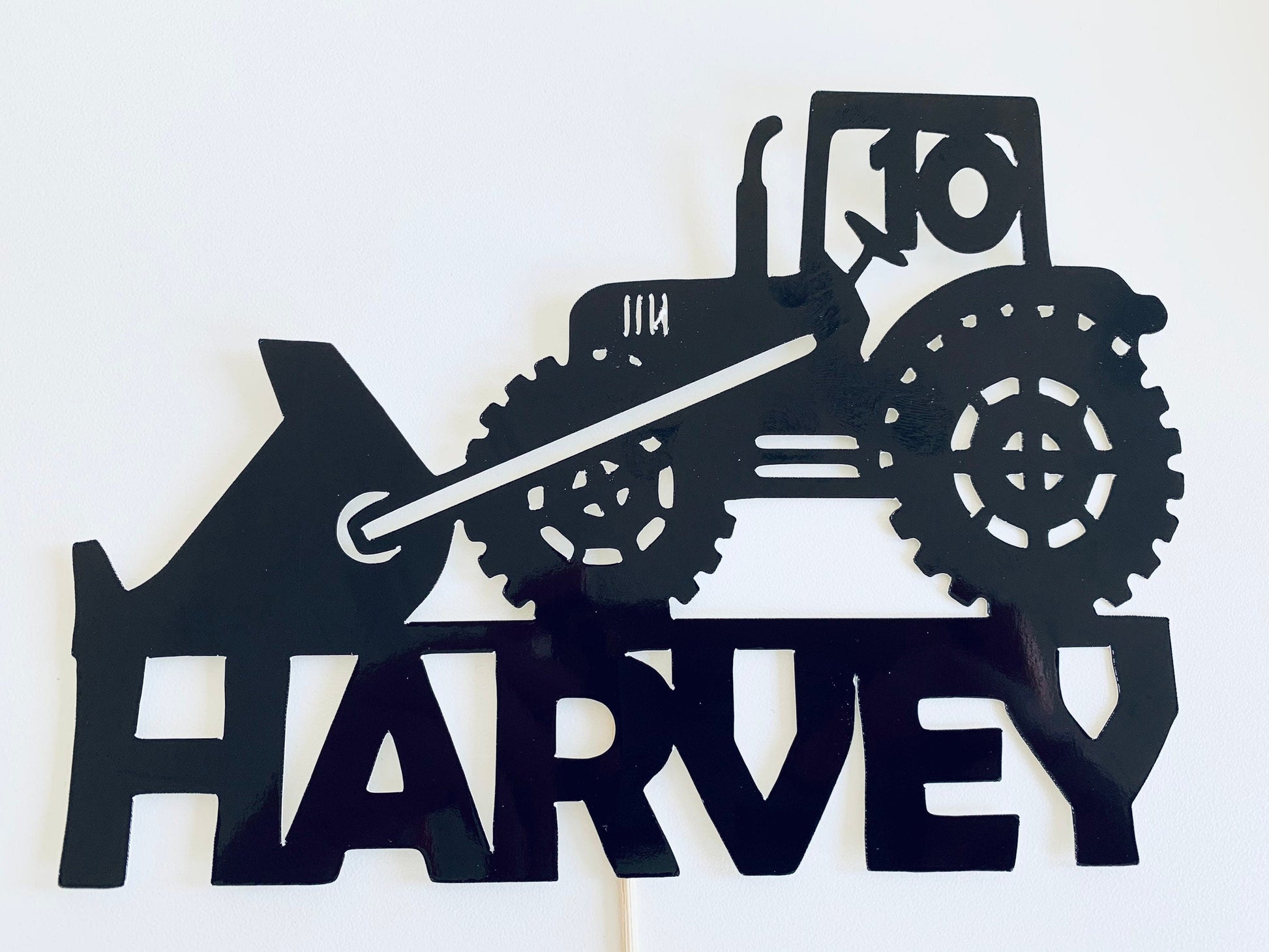 Resplendent Aurora | Personalised Digger Tractor Happy Birthday cake topper