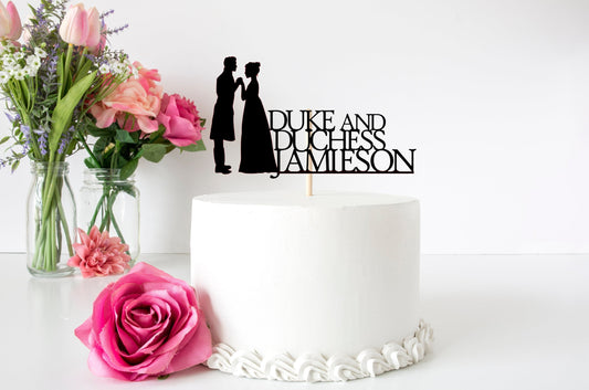 Resplendent Aurora | Personalised Duke and Duchess Wedding Engagement Lady Whistledown Bridgerton Cake Topper