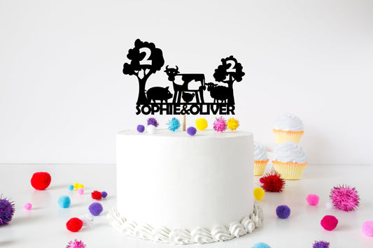 Resplendent Aurora | Personalised Farm Animal Happy Birthday cake topper