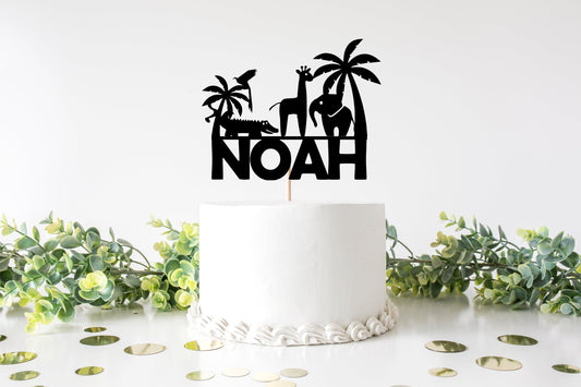 Resplendent Aurora | Personalised Jungle Safari birthday cake topper