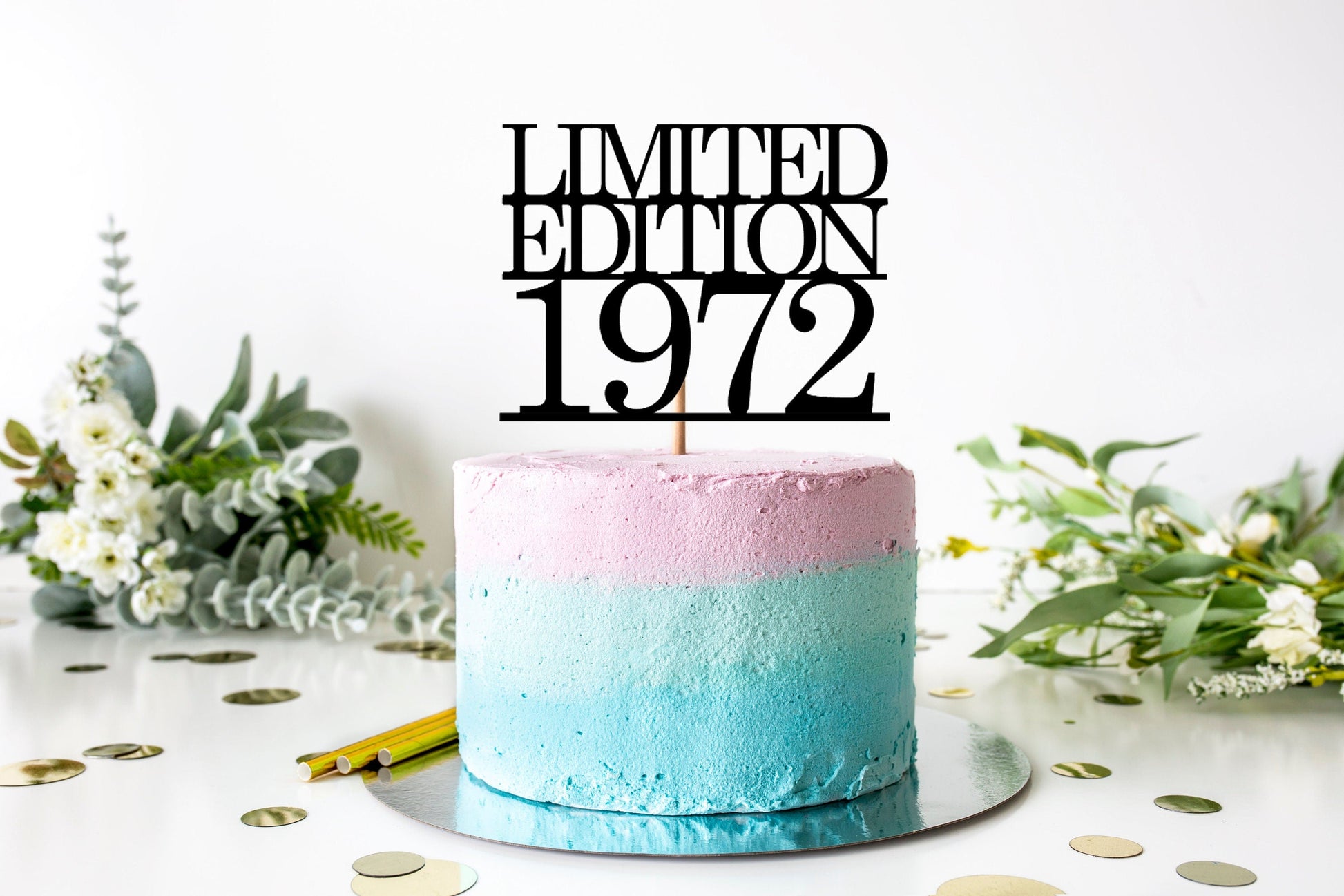 Resplendent Aurora | Personalised Limited Edition 1972 Fifty 50th birthday cake topper