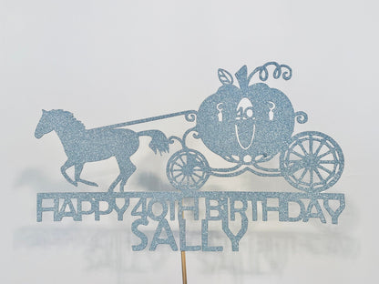 Resplendent Aurora | Personalised Princess Carriage Happy Birthday cake topper