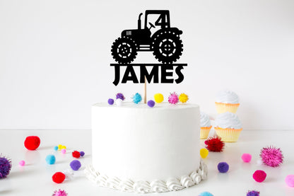 Resplendent Aurora | Personalised Tractor Happy Birthday cake topper