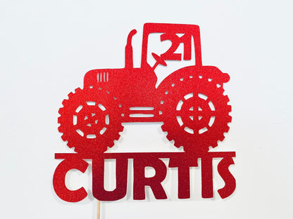 Resplendent Aurora | Personalised Tractor Happy Birthday cake topper