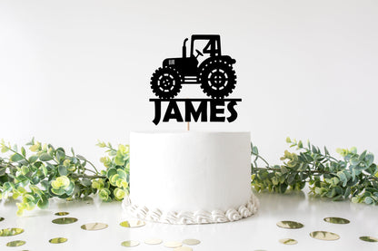 Resplendent Aurora | Personalised Tractor Happy Birthday cake topper