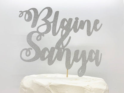 Resplendent Aurora | Personalised Wedding Name Cake Topper