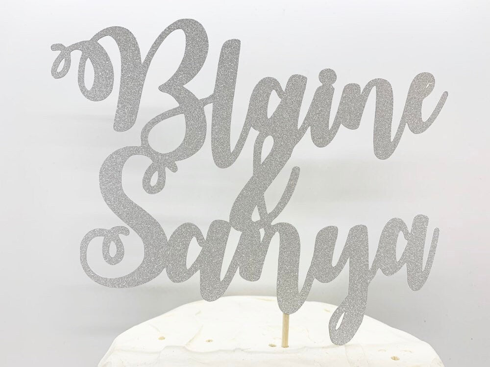 Resplendent Aurora | Personalised Wedding Name Cake Topper