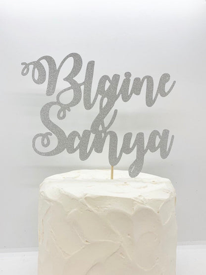 Resplendent Aurora | Personalised Wedding Name Cake Topper