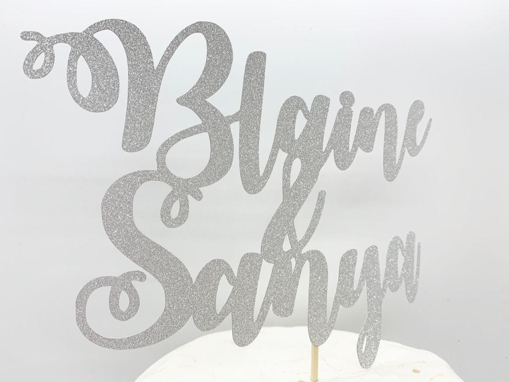 Resplendent Aurora | Personalised Wedding Name Cake Topper