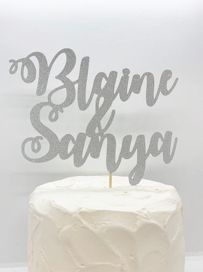 Resplendent Aurora | Personalised Wedding Name Cake Topper