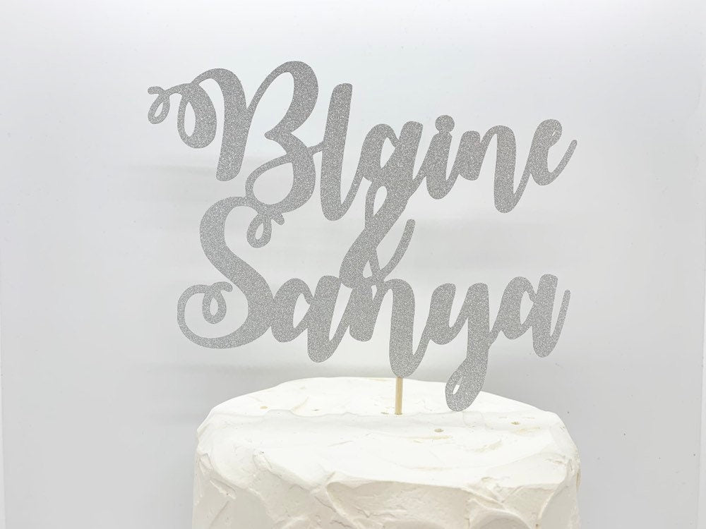 Resplendent Aurora | Personalised Wedding Name Cake Topper