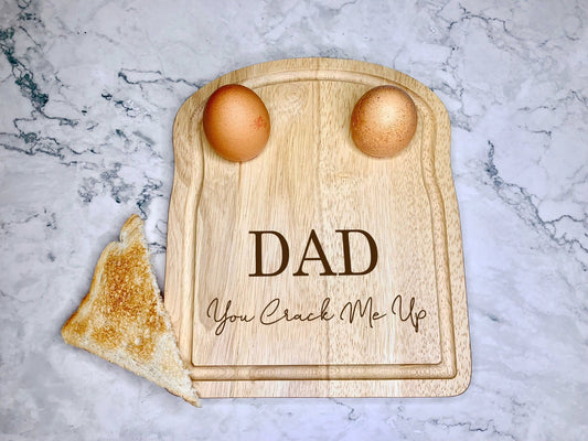 Personalised You Crack Me Up Engraved Wooden Egg and Toast Board - Resplendent Aurora