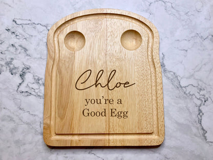 Personalised You're a Good Egg Engraved Wooden Egg and Toast Board - Resplendent Aurora