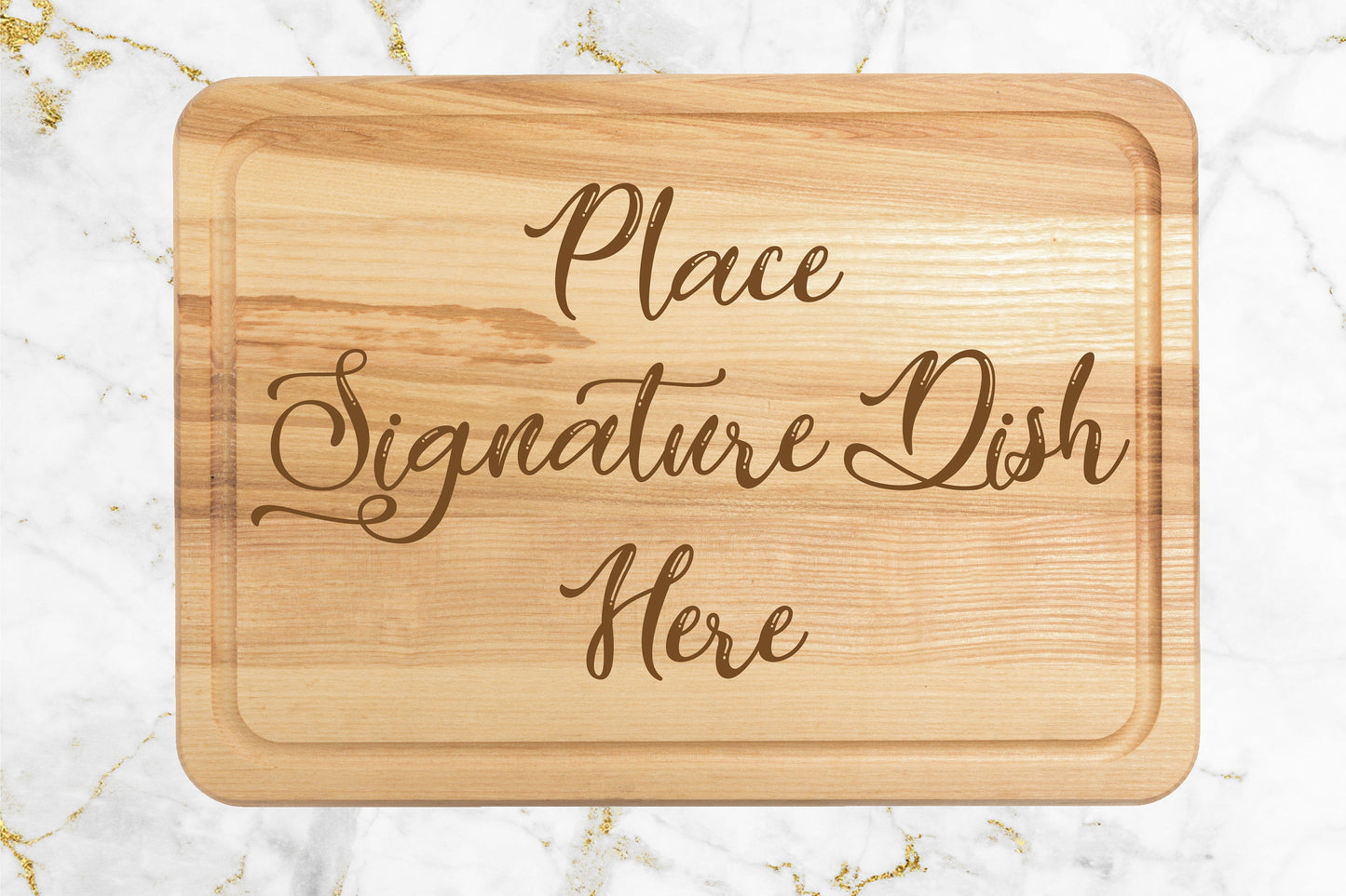 Place Signature Dish Here Engraved Wooden Cutting Board - Resplendent Aurora