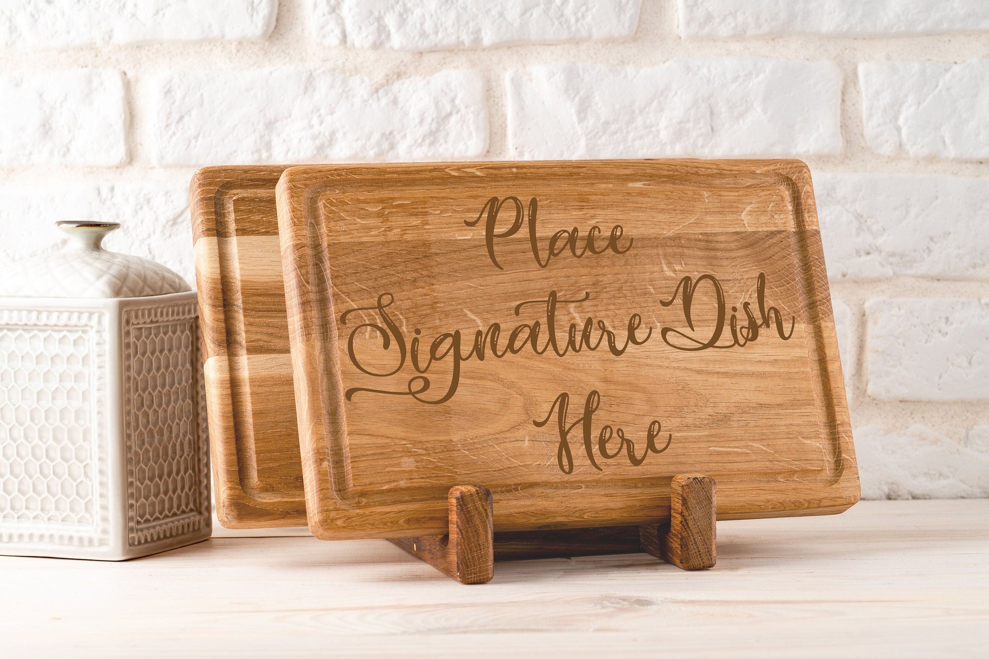 Place Signature Dish Here Engraved Wooden Cutting Board - Resplendent Aurora