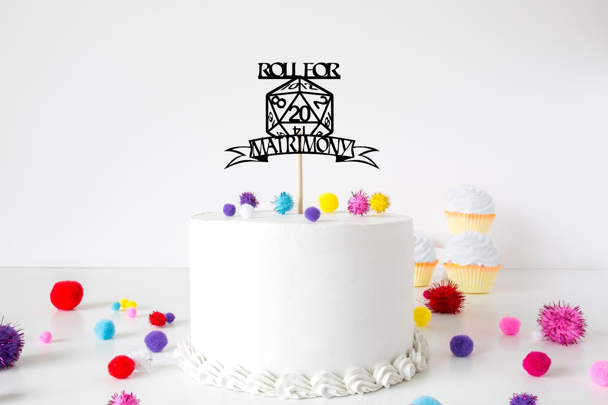 Roll For Matrimony D&D birthday cake topper - Resplendent Aurora