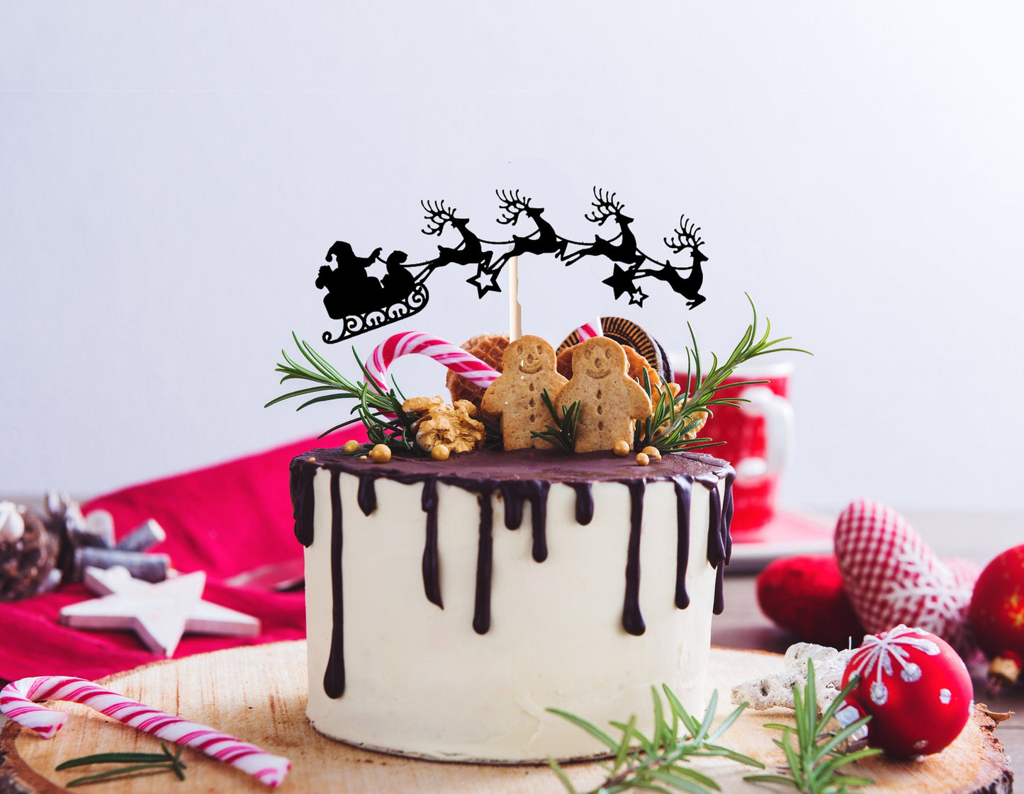 Resplendent Aurora | Santa Sleigh Christmas cake topper