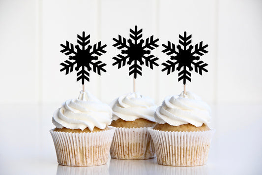 Resplendent Aurora | Snowflake Christmas Cupcake Cake Toppers, 12 Pack