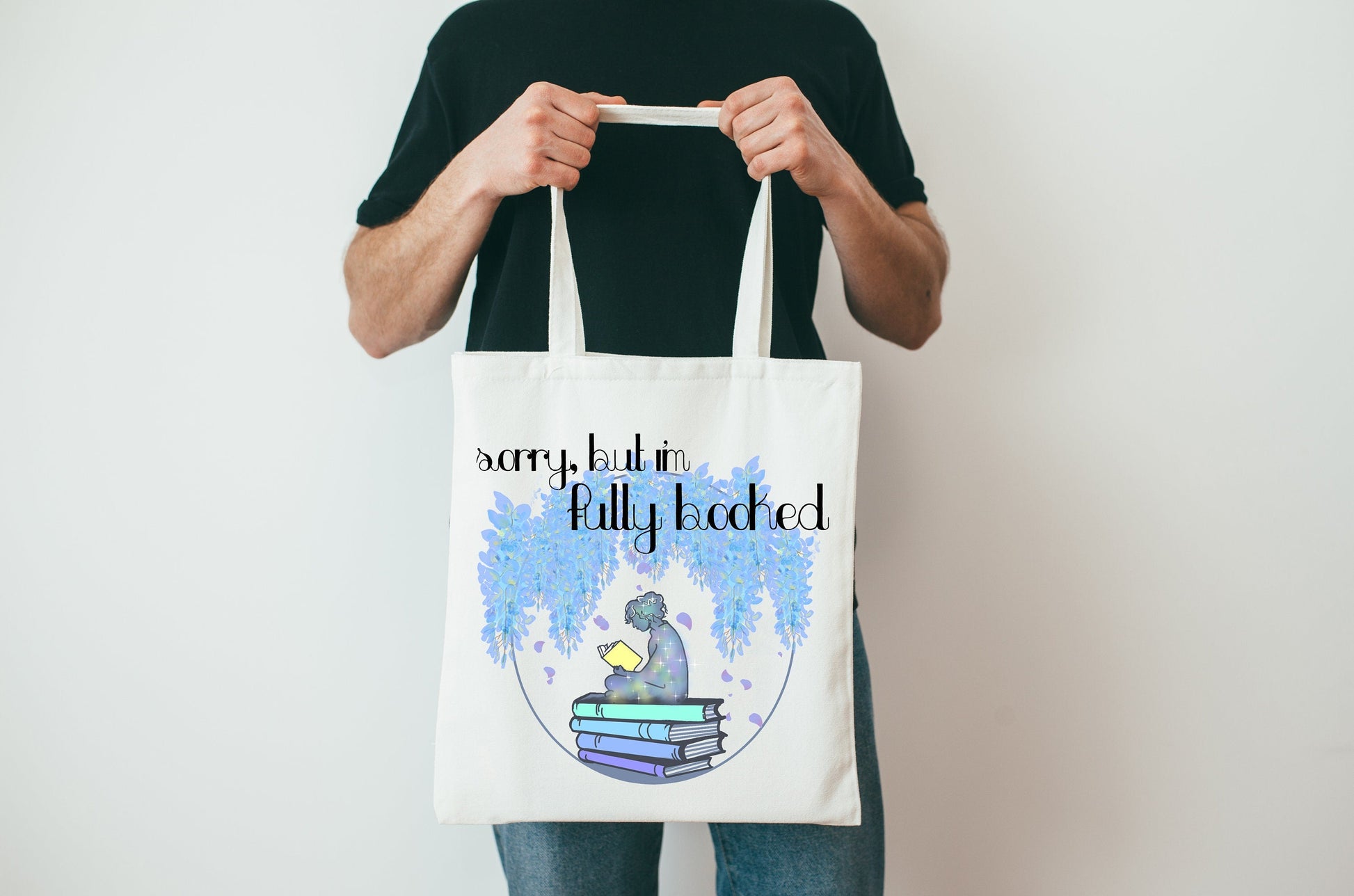 Sorry but i'm Fully Booked Bookworm Tote Bag - Resplendent Aurora