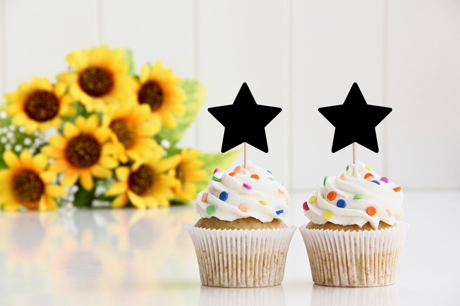 Resplendent Aurora | Star Birthday Cupcake Cake Toppers, 12 Pack