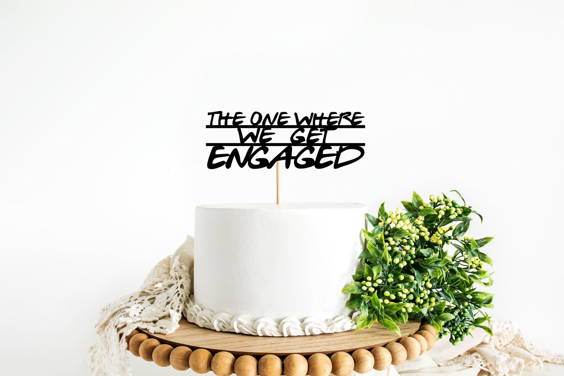 Resplendent Aurora | The One Where We Get Engaged Engagement Cake Topper