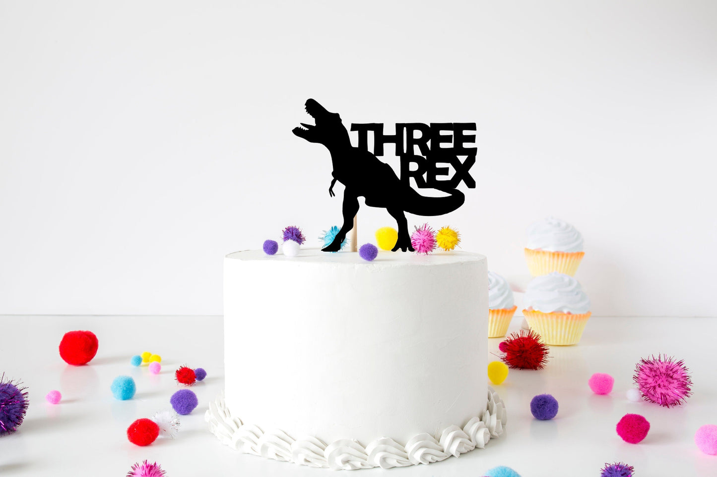 Resplendent Aurora | Three Rex 3rd Third Birthday T-Rex Cake Topper