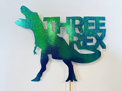 Resplendent Aurora | Three Rex 3rd Third Birthday T-Rex Cake Topper