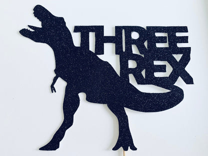 Resplendent Aurora | Three Rex 3rd Third Birthday T-Rex Cake Topper