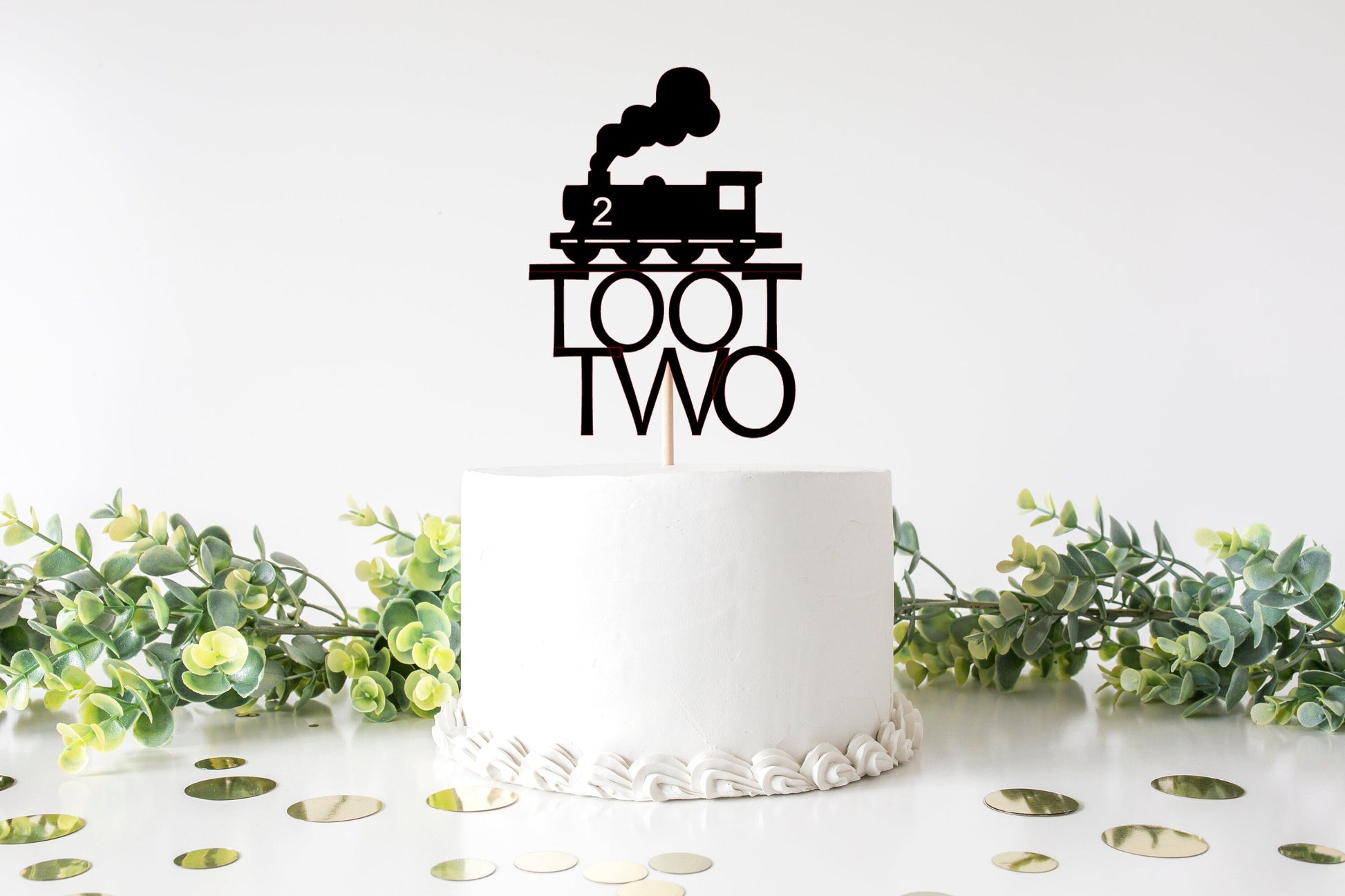 Resplendent Aurora | Toot Two Train 2nd Second Birthday Cake Topper