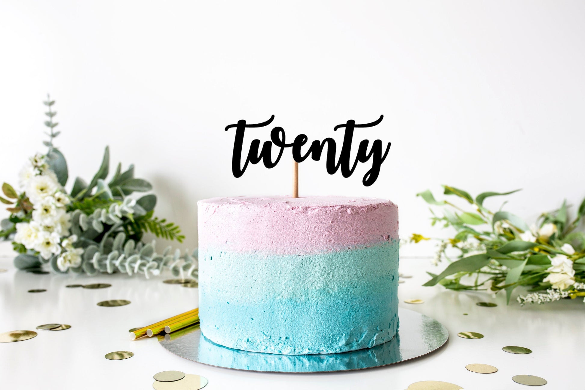 Resplendent Aurora | Twenty Age 20th Twentieth Birthday Cake Topper