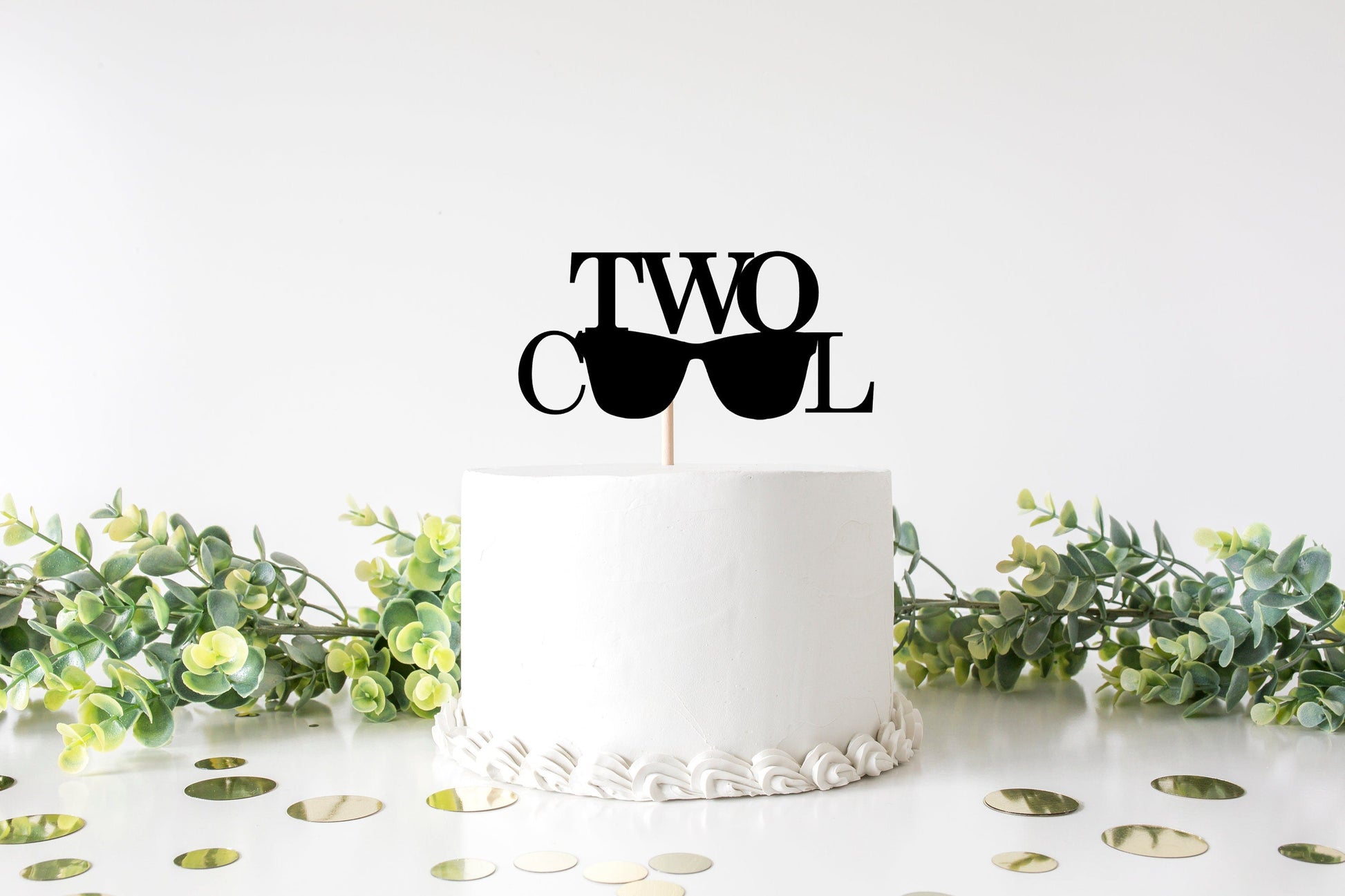 Resplendent Aurora | Two Cool Sunglasses 2nd Second Birthday Cake Topper