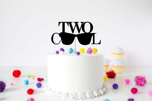 Resplendent Aurora | Two Cool Sunglasses 2nd Second Birthday Cake Topper