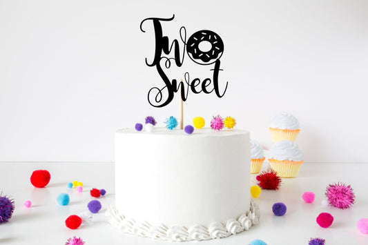 Resplendent Aurora | Two Sweet Donut 2nd Second Birthday Cake Topper