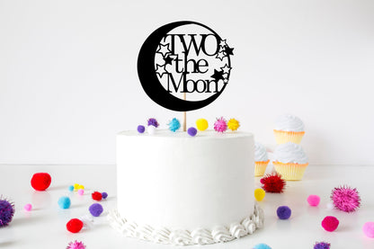 Resplendent Aurora | Two the Moon 2nd Second Birthday Cake Topper