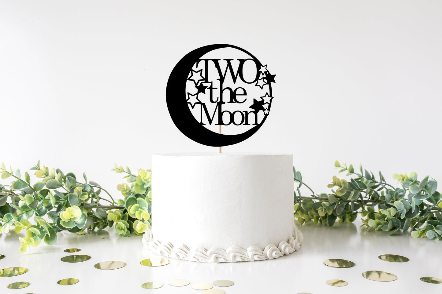 Resplendent Aurora | Two the Moon 2nd Second Birthday Cake Topper