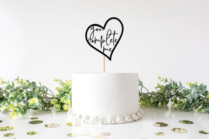 Resplendent Aurora | You Complete Me Heart Wedding Cake Topper