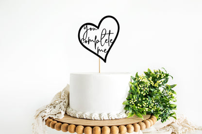 Resplendent Aurora | You Complete Me Heart Wedding Cake Topper